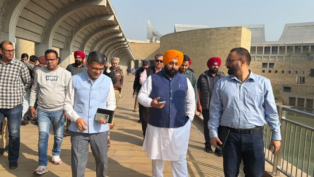 Harjot Singh Bains Cabinet Minister inspected the drone show to be held at Virasat-e-Khalsa
