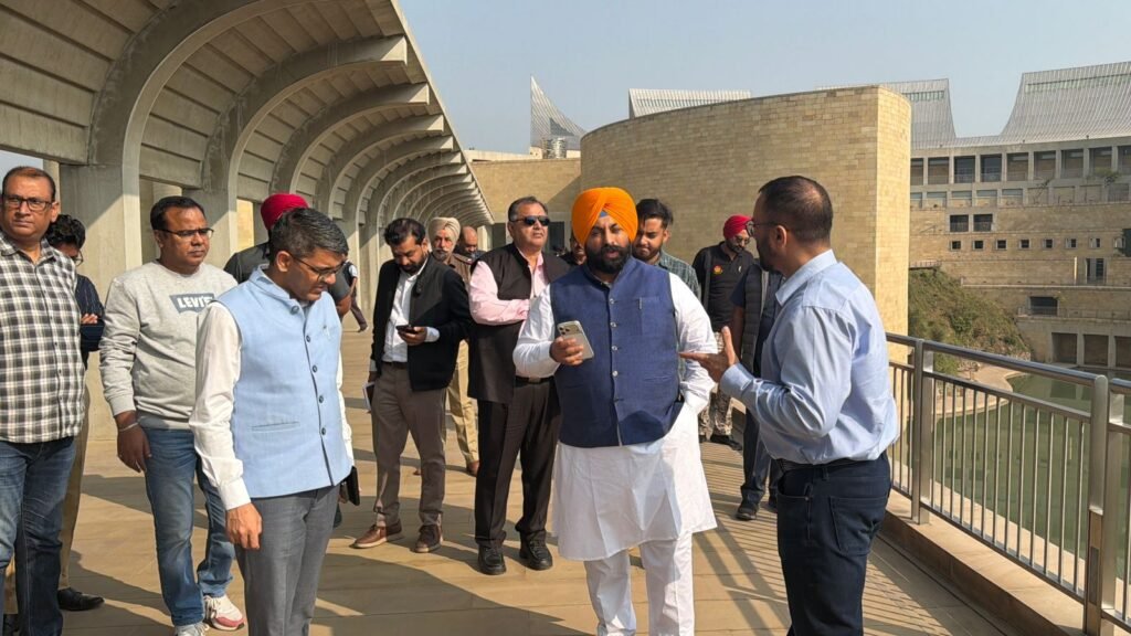 Harjot Singh Bains Cabinet Minister inspected the drone show to be held at Virasat-e-Khalsa