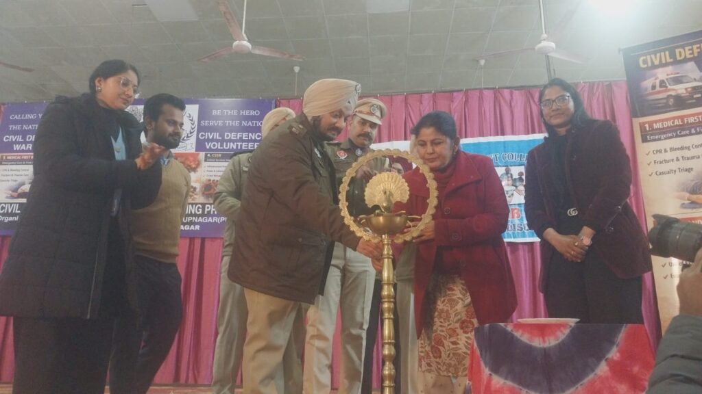Civil Defence Training Camp Launched at Government College Rupnagar, Officials Highlight Key Role in Disasters and War