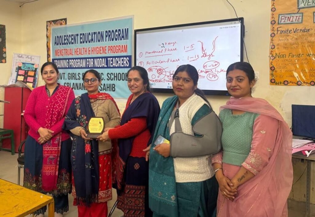 One-day training on health and menstruation conducted under the Kishore Shiksha Program in Sri Anandpur Sahib