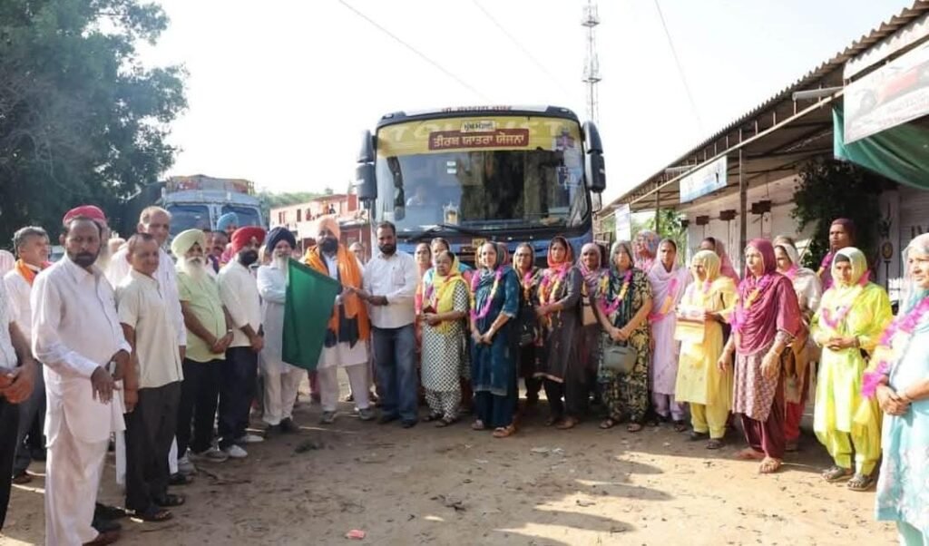 The bus of Chief Minister's Pilgrimage Scheme leaves for Gurdwaras from Kotla and Bhagwala villages.