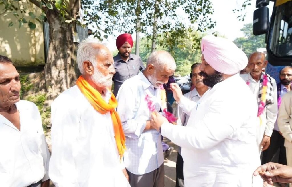 Cabinet Minister Harjot Bains flagged off the pilgrimage bus from Midhwa Upper
