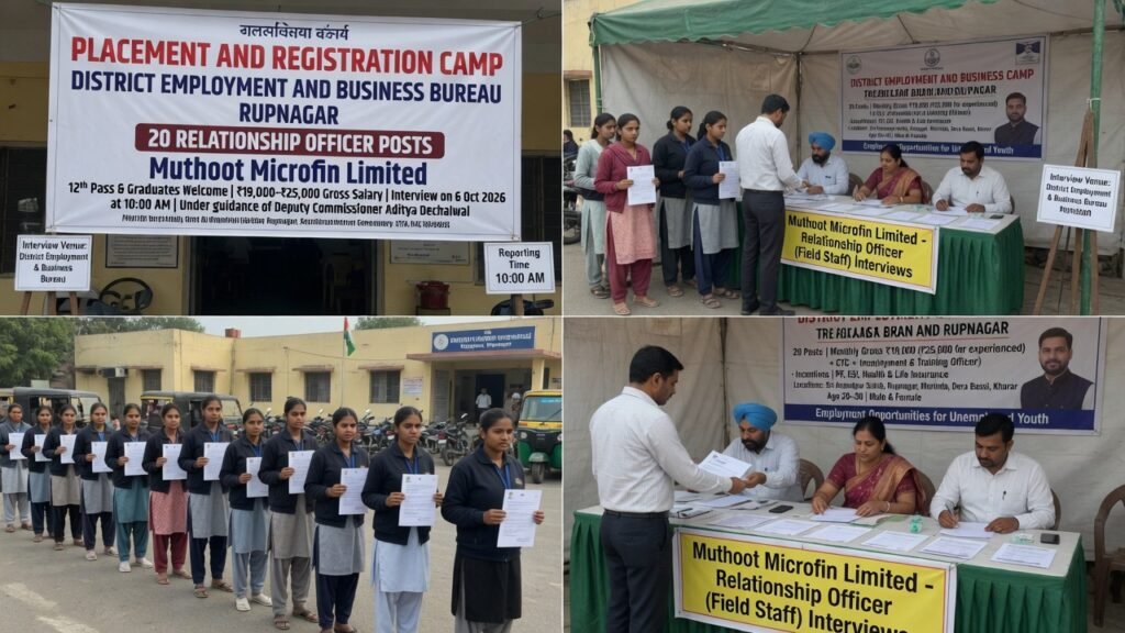 Placement and Registration Camp at District Employment and Business Bureau Rupnagar Today